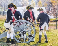 Continental Army Artillerymen Reenactors firing cannon, Fort Mercer, Red Bank, New Jersey