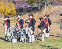Continental Army Artillerymen Reenactors firing cannon, Fort Mercer, Red Bank, New Jersey